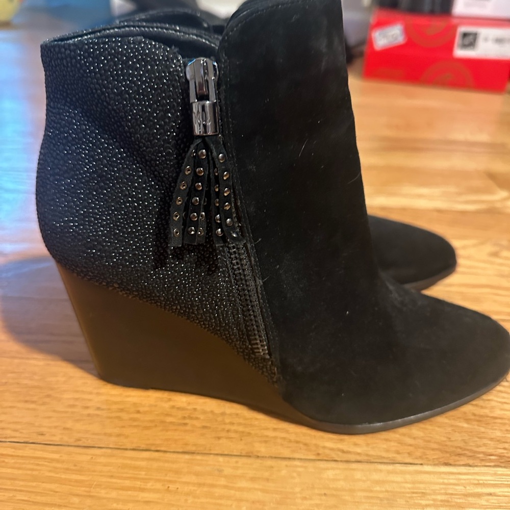 Karl Lagerfeld Black Textured Wedge Boots